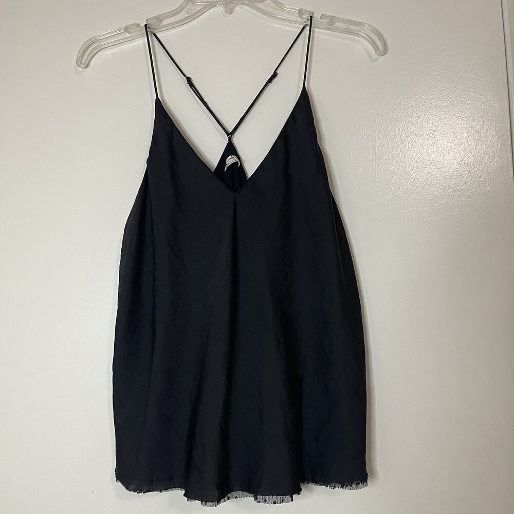Free People Intimately black cami polka dot tulle hem tank top size medium